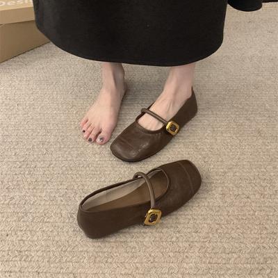 Модные туфли Мэри Джейн на мягкой подошве, с круглым носком и неглубоким вырезом, весна 2025, новые, цельные женские туфли на плоской подошве с А-силуэтом