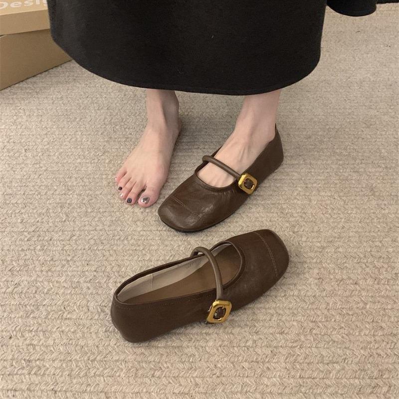 Туфли Мэри Джейн на мягкой подошве, с круглым носком и неглубоким вырезом, новинка весны 2025 года, цельнокроеные балетки с А-силуэтом