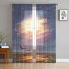 Cloud Painting Bird Sky Modern Printed Tulle Curtains for Bedroom Balcony Window Decor Creative Fashion Home Sheer Curtain