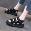 Summer Outdoor Breathable Womens Thick-soled Sandals Buckle Hook & Loop Soft Casual Sneakers Hollow Comfortable Sandals