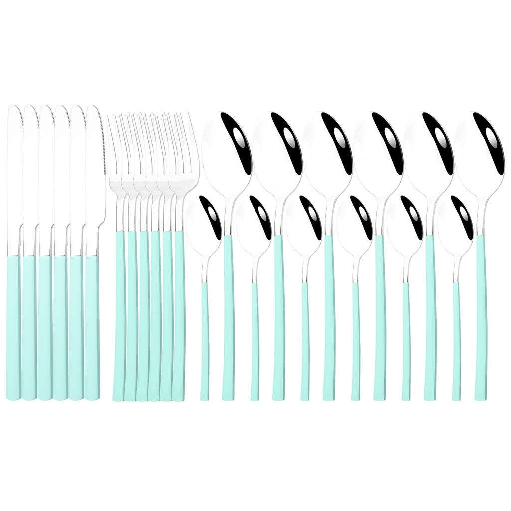 Набор столовых приборов из нержавеющей стали, 24 шт., ножи, вилка, ложка, ужин, посуда, вечерние кухонные столовые приборы, набор столового серебра