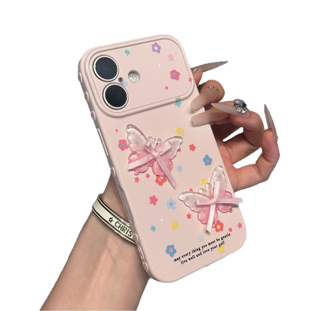 Красивая цветочная бабочка подходит для мобильного телефона Apple 17promax iphone16/15Pro чехол для телефона с окошком love