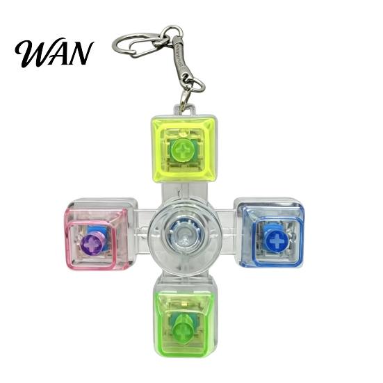Tactile Clicker Toy LED Light-up Keyboard Fidget Spinner Decompression Button Finger 2/3/4/5/6-Keys Keychain Stress Relief Desk Sensory