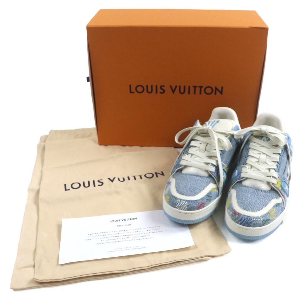 Excellent LOUIS VUITTON Low cut sneakers lv trainer Ice blue denim mens 6 Used