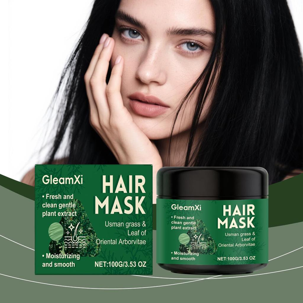 Набор: Натуральный шампунь-брусок Усьма + Маска для волос + Масло для волос, Мыло с травой усьмы для женщин и мужчин, Обращение седины, Утолщение и затемнение волос