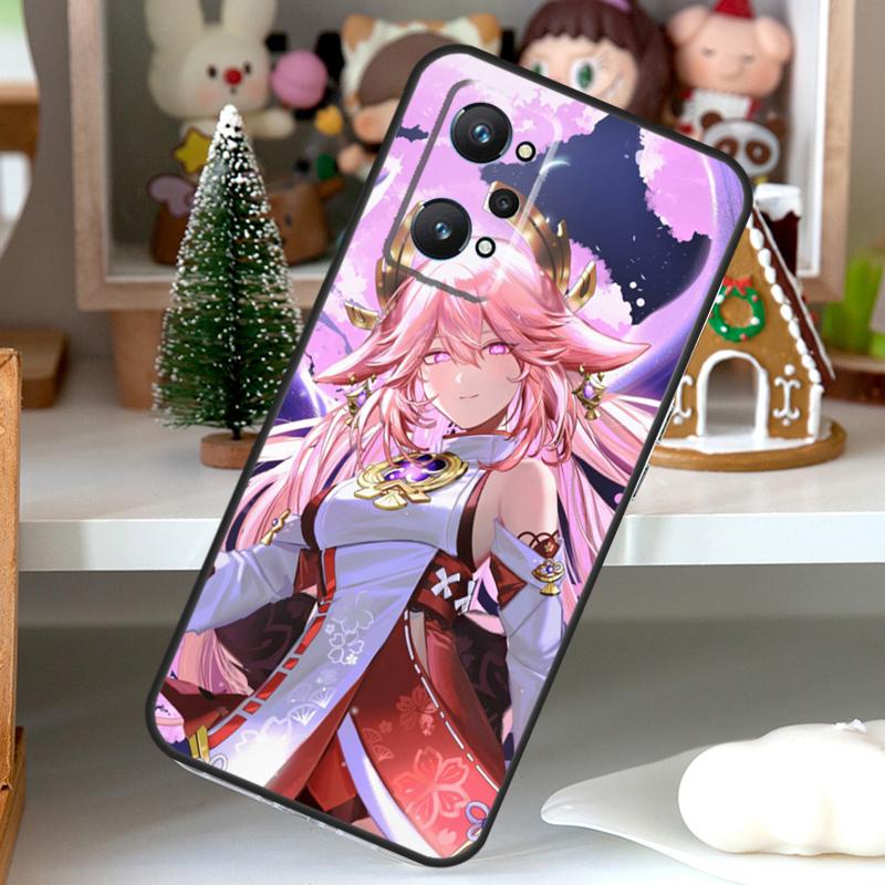 Чехол Yae Miko Genshin Impact для OPPO Realme C55 C35 C33 C31 C30 C25 C21Y C11 GT Neo 5 3T 2T Realme 10 9 11 Pro Plus