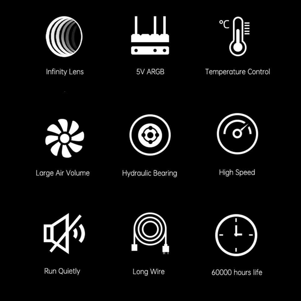 120-мм вентилятор охлаждения корпуса, 23 дБ, 30 светодиодов, светящийся, 5 В, 3-контактный ARGB для настольного компьютера