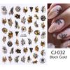 3D Flowers Leaves Nail Stickers Decals Gold Black Bronzing Flowers Gradient Adhesive Sticker Nail Design Art Decorations