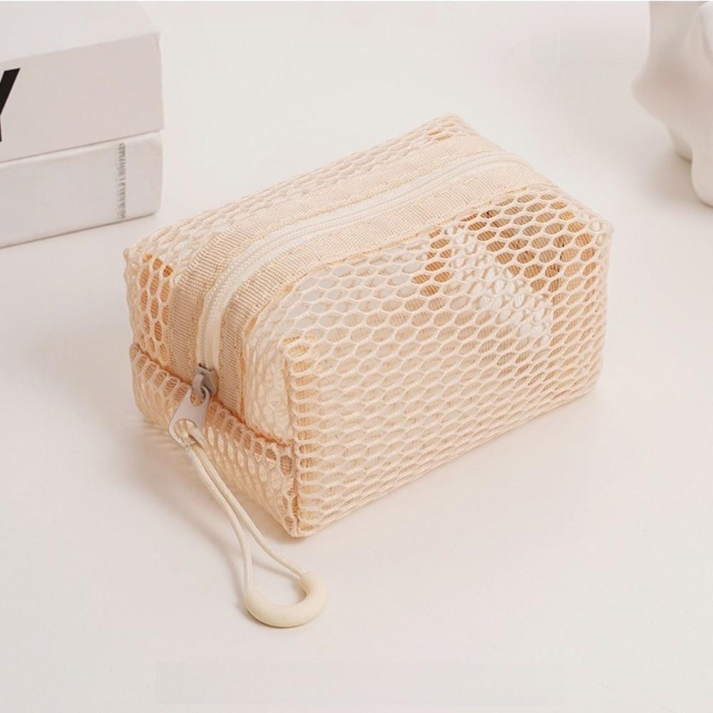 Large Capacity Lipstick Key Storage Pouch Mesh Zipper Coin Purse Portable Cosmetic Bag