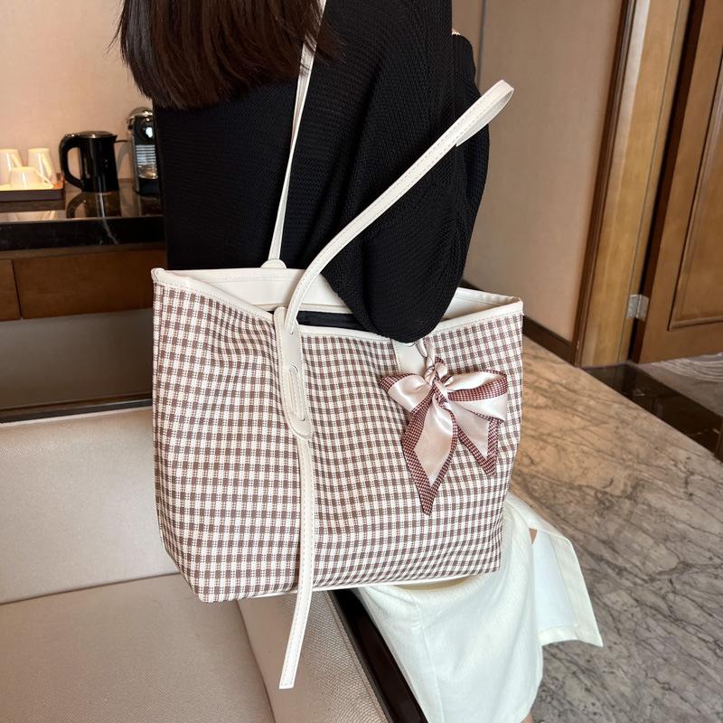 Gird Pattern Tote Shoulder Bags for Women Large Capacity Women's Handbags New Fashion Casual Shopper Female Crossbody Bags