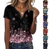Женская повседневная футболка с цветочным принтом, пуловер с V-образным вырезом и коротким рукавом