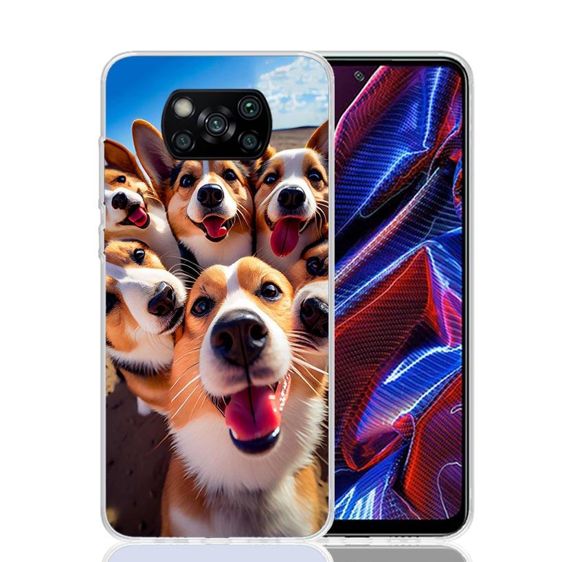 Забавный чехол для телефона с группой собак для селфи для Xiaomi Poco X7 X6 X5 Pro F7 Ultra Redmi 15C 15 13 13C 12 12C 10 10A 10C 9 9A 9C 9T