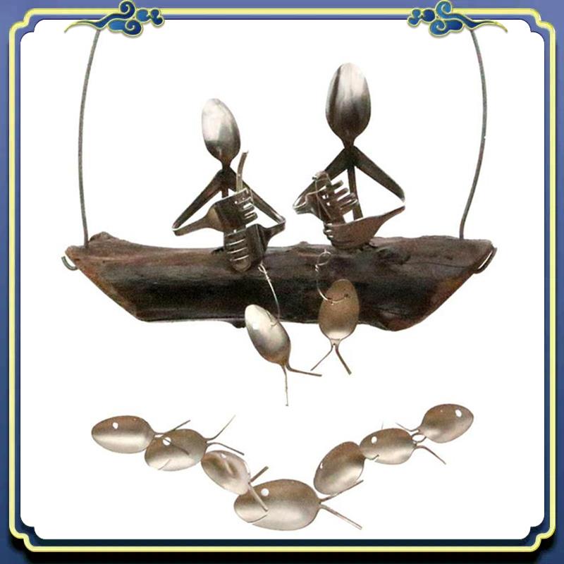 Latest Handcrafted Fisherman's Spoon Fish Sculpture Wind Chime Spoon Fish Sculptures Windchime Outdoor Home Garden Decor