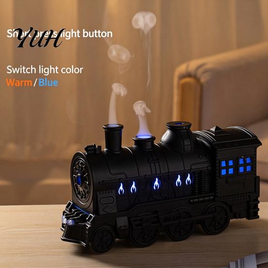 Retro Style Essential Oil Vaporizer Vintage Steam Train Aroma Diffuser, 300ml Ultrasonic Cool Mist Humidifier with Dual for Dry Air in Office