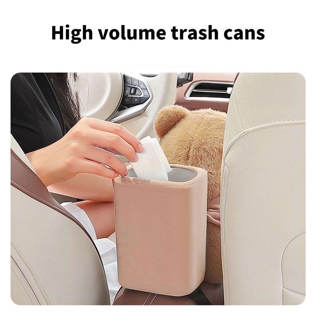 Car Mounted Tissue Box 2 In 1 Cartoon Plush Doll Auto Armrest Box Paper Drawer Storage Car Trash Can Tissue Holder