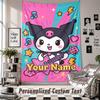 Custom Tapestry Wall Hanging, Kuromi Personalized Name Text Home Wall Decor