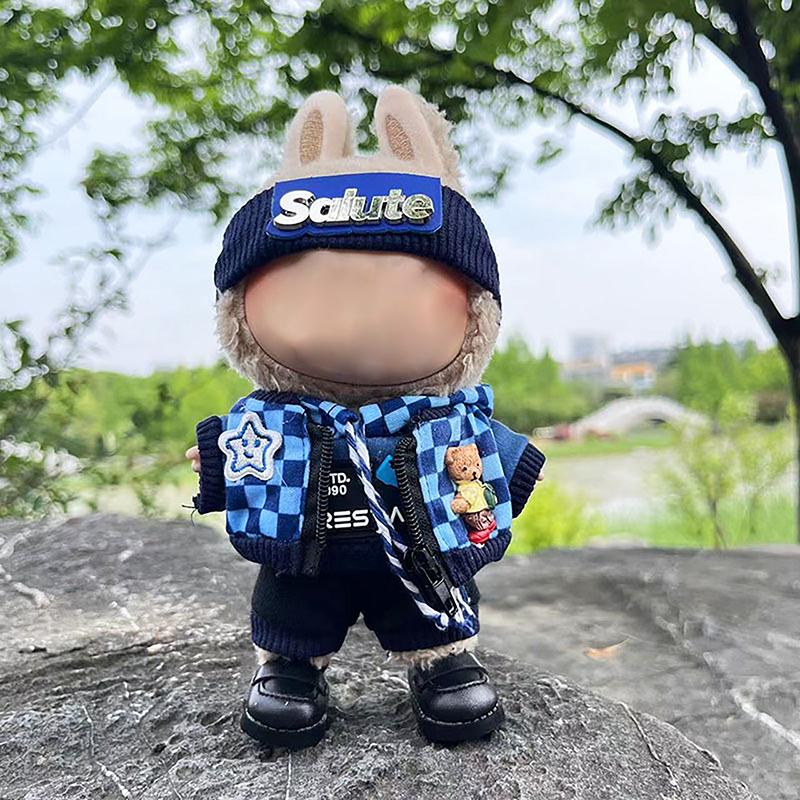 Милая плюшевая кукольная одежда, только одежда, аксессуары для кукол Labubu 17 см, свитер с капюшоном, одежда, сделай сам, детские подарки