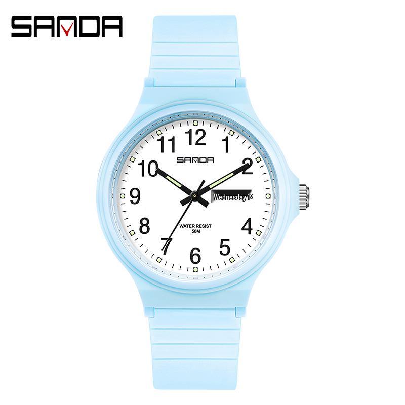 Sanda 6060 Dual Calendar Waterproof Quartz Watch for Casual Outdoor Wear - Men's & Women's Student Wristwatch