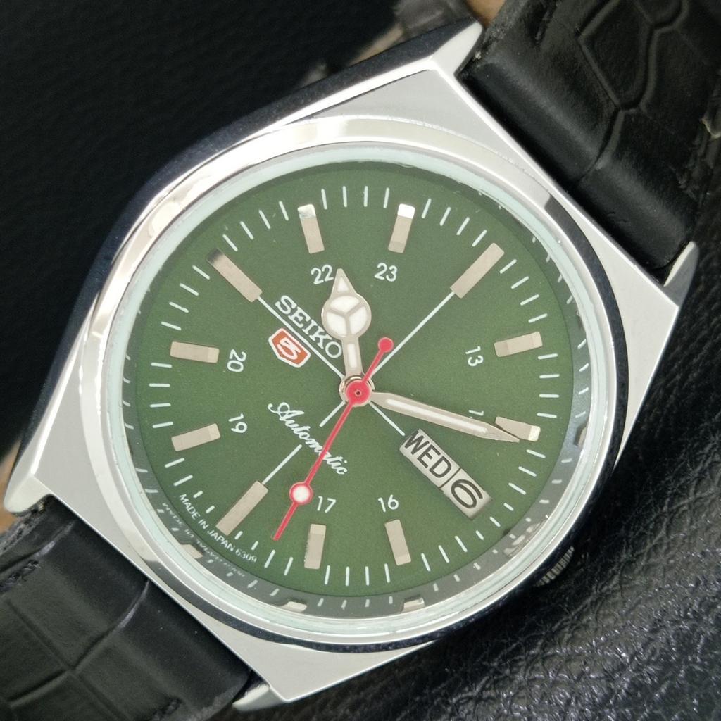 ОТРЕМОНТИРОВАННЫЕ МУЖСКИЕ ВИНТАЖНЫЕ ЗЕЛЕНЫЕ ЧАСЫ SEIKO 5 AUTOMATIC 6309A JAPAN a442894-1