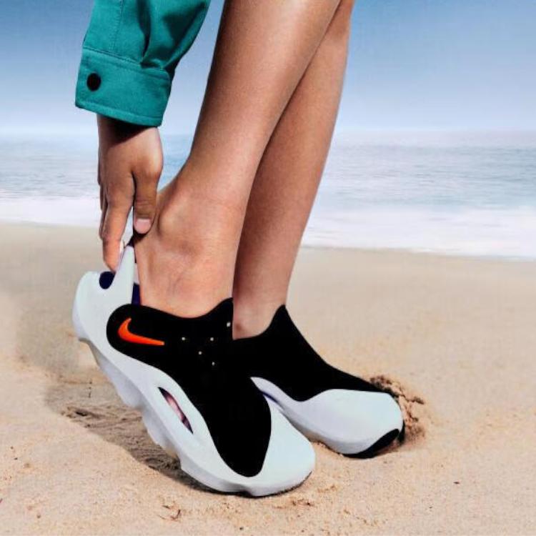Nike Сандалии Aqua Swoosh PS Black Hyper Orange Детские кроссовки Green-Strike White FN0876-001