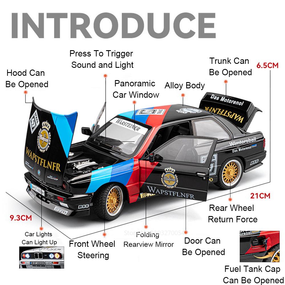 1:24 M3 Gtr M4 Сплав Миниатюрная Модель Игрушка Литые Машинки Рулевое Управление Передним Колесом Открывающиеся Двери Звук Свет Коллекционные Модели Для Мальчика Подарки
