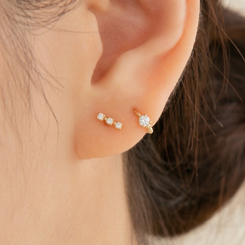 LUNNE 14k Мини-шарик Кубик Серьги-гвоздики (14-каратное золото) #ER09