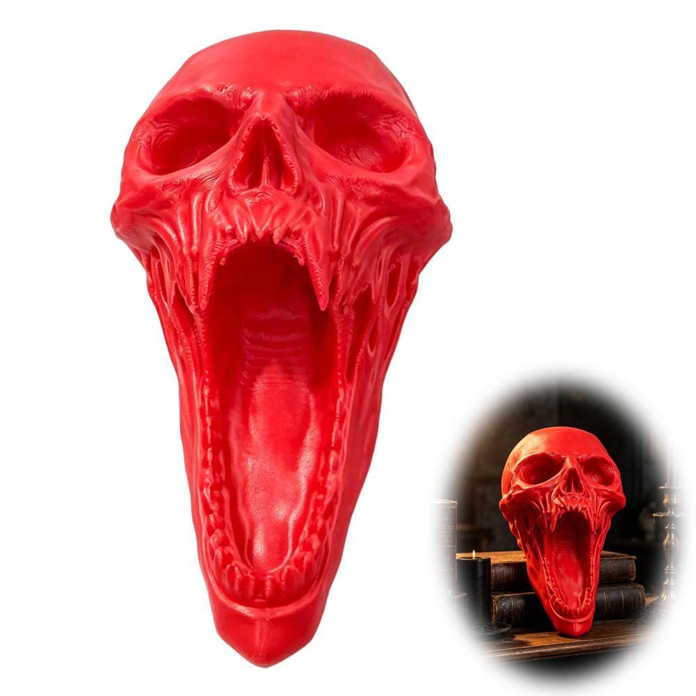 3D Printed Screaming Skull Statue Gothic Horror Ornament Halloween Decor Resin Open Mouth Sculpture