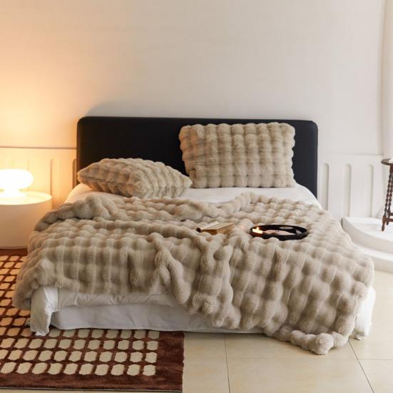 Роскошное бархатное одеяло, ультрамягкое микроволокно, мех кролика, двухстороннее плюшевое, комфортное, чистого цвета, супер теплое, для дивана, кровати, офиса, сна, зимнее одеяло