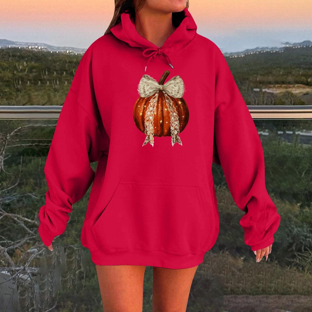 Женский плюшевый свитшот с длинными рукавами оверсайз со спущенными плечами и капюшоном с принтом на Хэллоуин