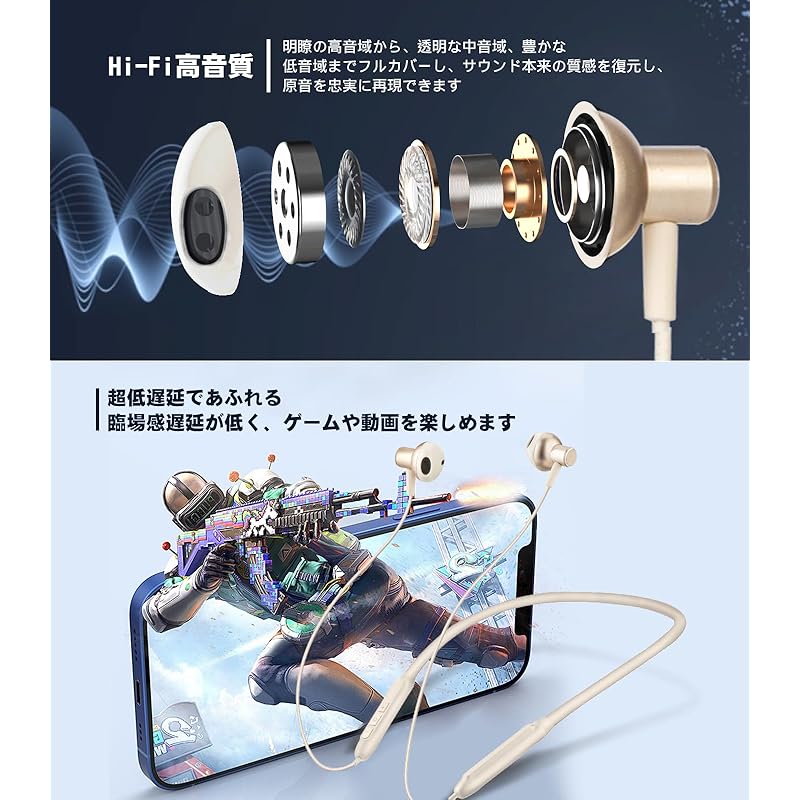 [2024 Инновационные наушники с шейным ободом/Bluetooth 5.3] Наушники Bluetooth HQP Ожерелье беспроводные наушники Bluetooth CVC8.0 с шумоподавлением Type-C