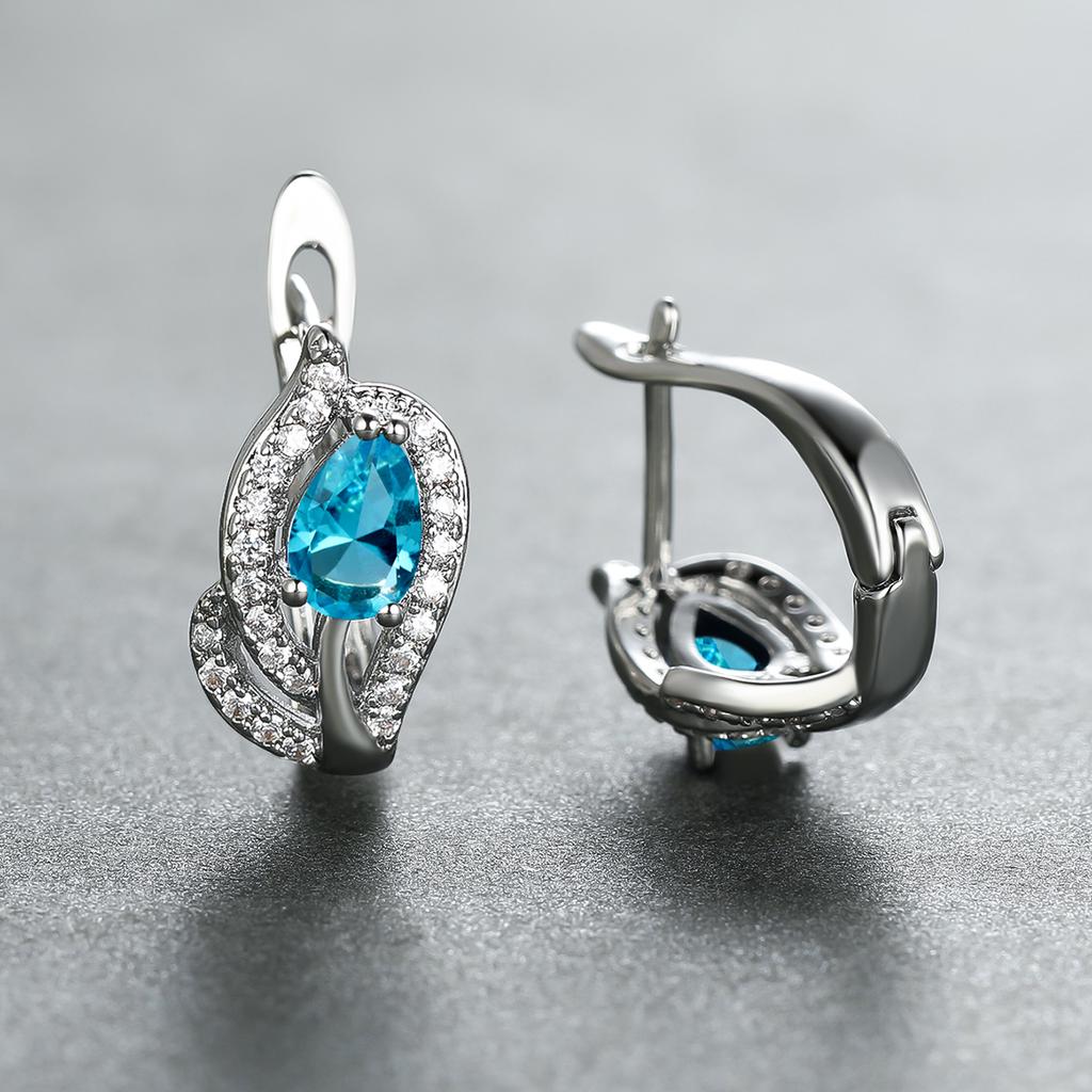 Изысканные женские украшения с каплями воды, красивые красные, синие, фиолетовые каменные серьги, серьги-кольца, романтический подарок на день святого валентина