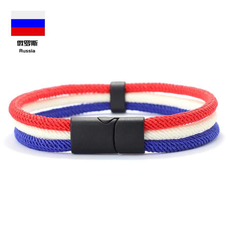 Multi Color Size National Flag Color Charm Bracelet Unisex Detachable Magnet Buckle Wrap Braslet Grade A 4mm Rope Braclet Joias