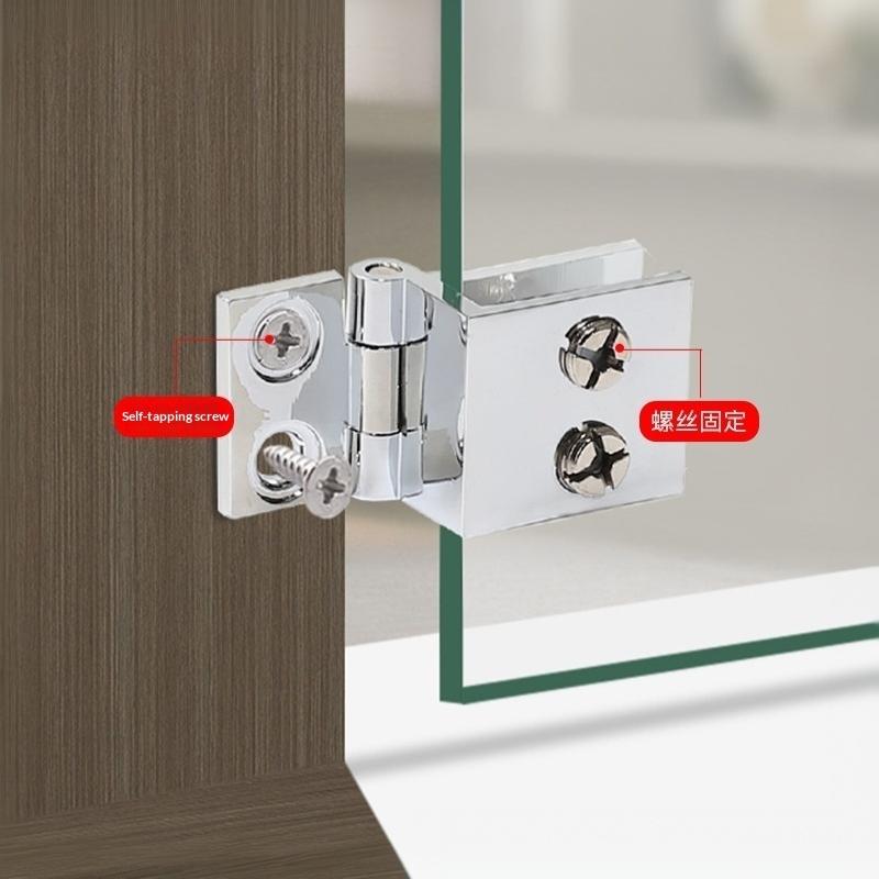 Zinc Alloy Glass Door Hinge No Drilling Required Sturdy Structure Perfect For Cabinet Showcase Wine Rack Glass Doors