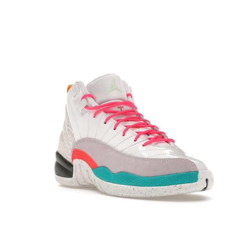 Air Jordan 12 Retro GS White Vapor Green Kids кроссовки Photon-Dust Barely-Grape New-Emerald 153265-130