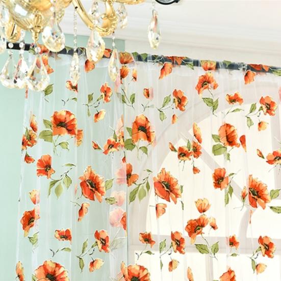 Romantic Bedroom Window Flower Pattern Sheer Curtain Drape Room Divider Home Decor