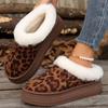 Fashion Fashion Leopard Platform Snow Boots for Women Cozy Faux Fur Slip On Winter Shoes Woman Thick Sole Non Slip Warm Ankle Boots 2024