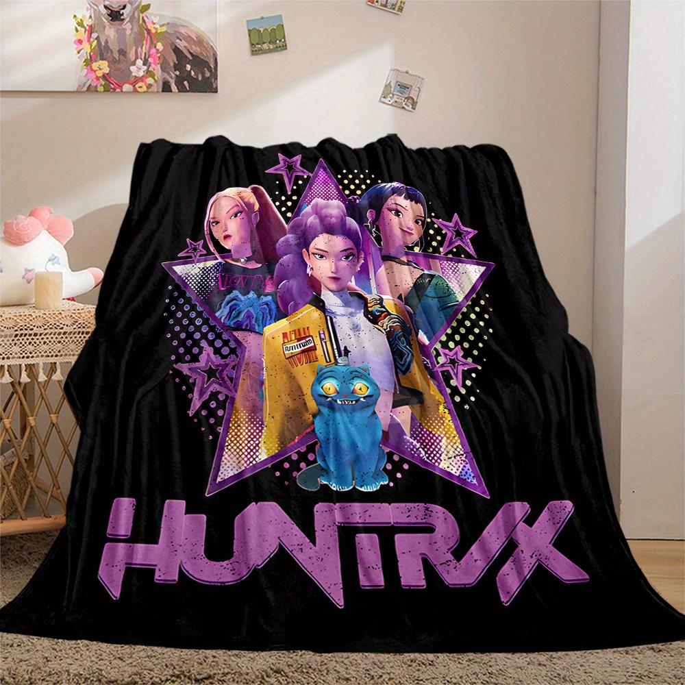 1Pc HUNTR/X Print Flannel Blanket, Comfortable for All Seasons, Home Decor, Warmth and Comfort, Perfect for Christmas Gifts821090