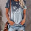 Women's Summer Casual Crewneck Print Dandelion Pattern Breathable Short Sleeve Oversized T-shirt Summer