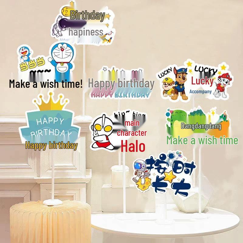 Children's Birthday Handheld Sign Table Card Decoration & Photo Prop