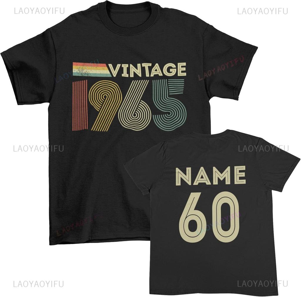 Unisexs Personalised Vintage 1965 Tshirt Custom 60th Birthday Gift For 2025 Retro Font