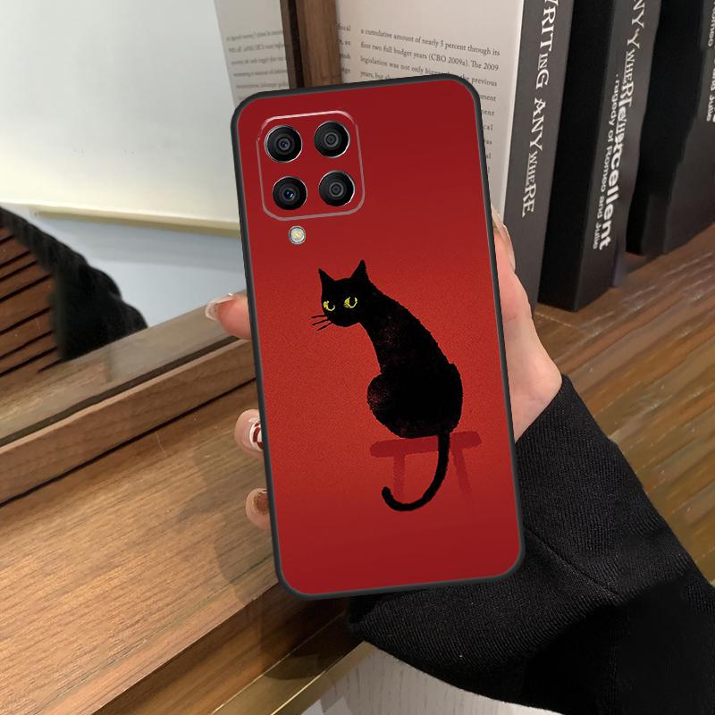 Черный Кошачий Лицо Китти Чехол Для Samsung Galaxy M31 M21 M11 M20 M23 M54 M14 M34 M13 M52 M32 M12 M16 M36 M56 M15 M55
