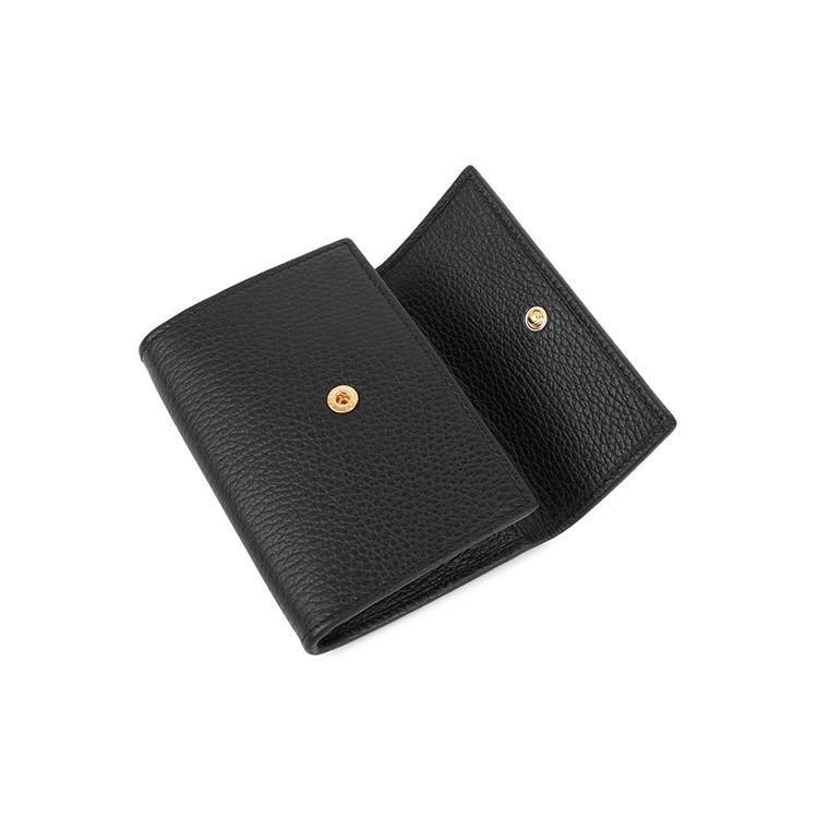 Gucci Gg Marmont Кожаный короткий кошелек-портмоне с клапаном и золотым логотипом, держатель для карт, женские кошельки, черный 523192-CAO0G-1000