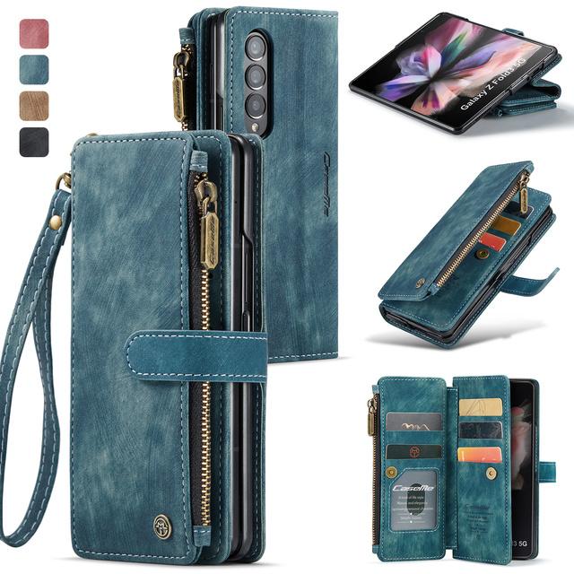 Wallet Function Leather Folding Phone Bag Case For Samsung Galaxy Z Fold 4 Fold4 Fold 3 5g Fold3 S23 S22 Ultra S21 Plus S20 Fe