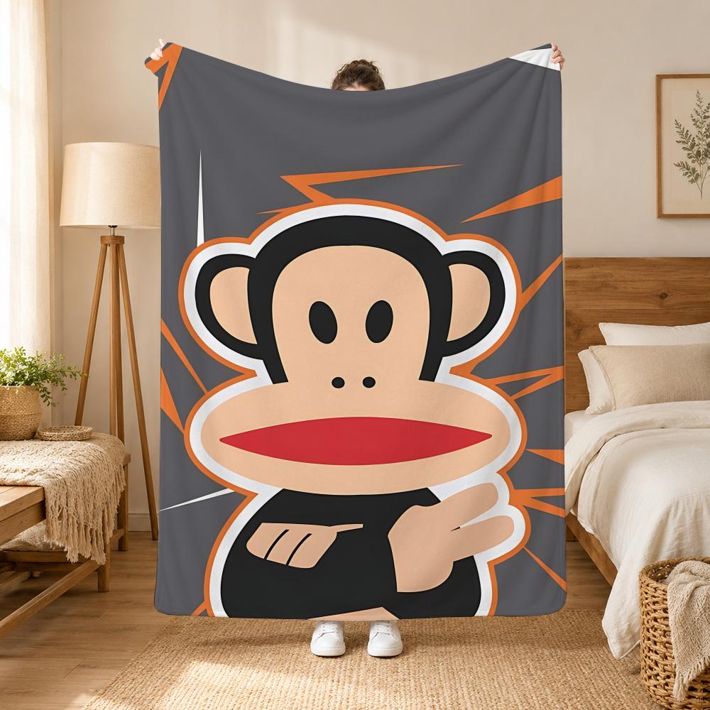 Julius the Monkey Character Throw 240g flannel blanket, suitable for sofas, beds, offices,  exquisite gift blankets