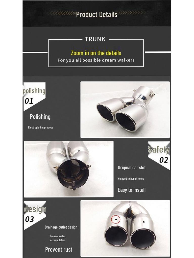 Насадка на глушитель для IX35 Highlander, Sportage KX5, Sonata, 12CRV, Lexus SUV - Титановый Черный Золотой Финиш