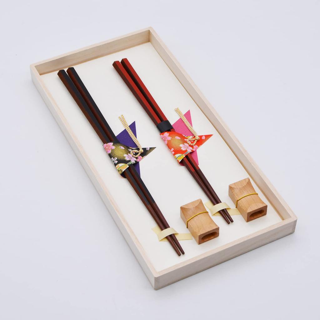Aito Seisakusho Couple Chopstick Set Hexagonal Made in 104504 "Hyozaemon" (Wooden Box) Chopsticks, Japan, Gift,