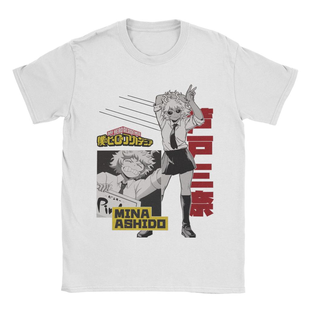 Винтажные футболки в стиле героя Мины Ашидо для мужчин с круглым вырезом и коротким рукавом, одежда Boku No My Hero Academia Manga 100% хлопок летняя одежда