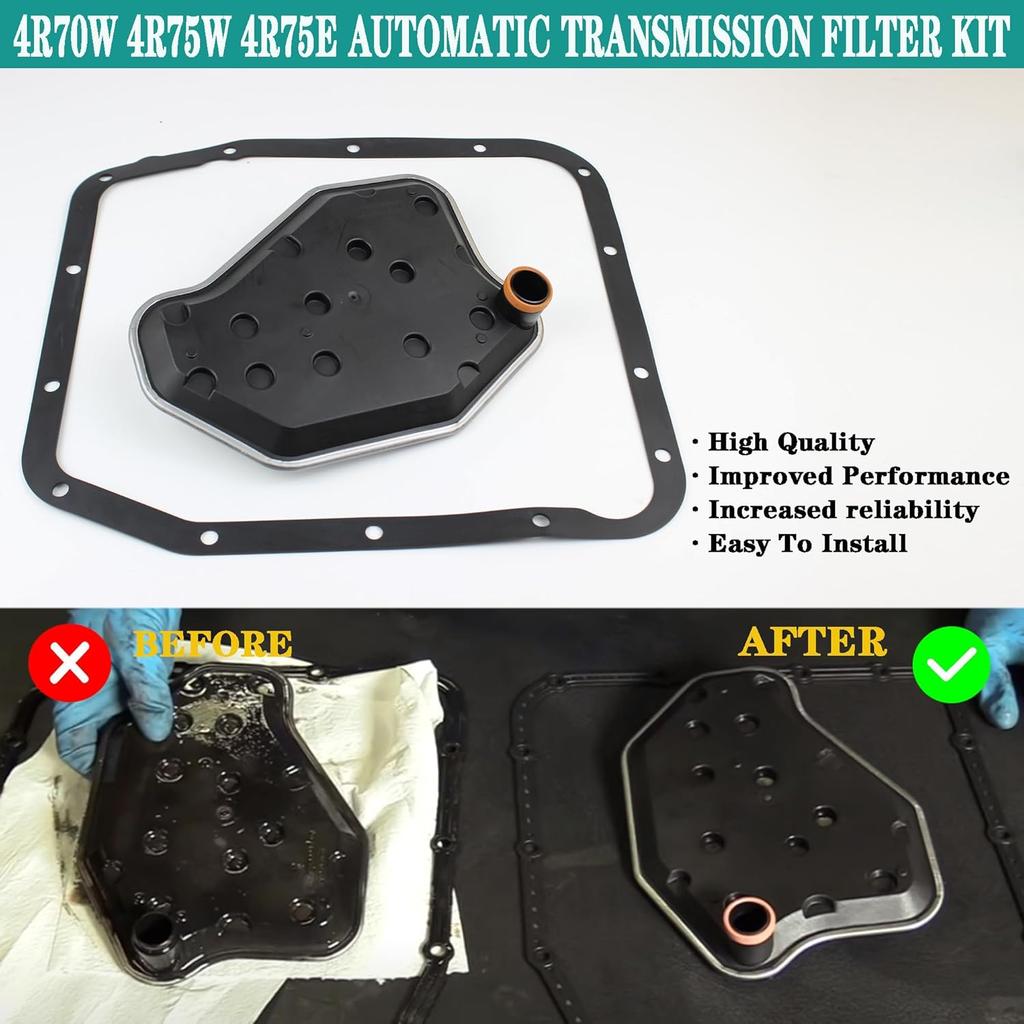 4R70W 4R75W 4R75E Automatic Transmission Filter Kit Compatible with 1994-2010 Ford F150 Expedition Mus-tang Crown Victoria Grand Marquis Explorer,