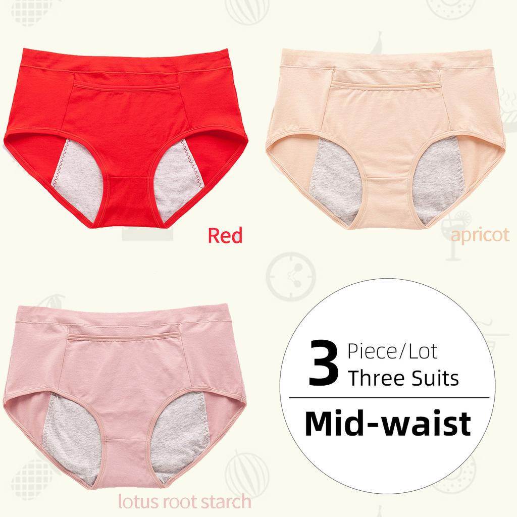 Mid Waist Pocket Physiological Panties Widened Side Leakage Prevention Women Panty Three Layers of Anti-leakage Lady Underwear Briefs