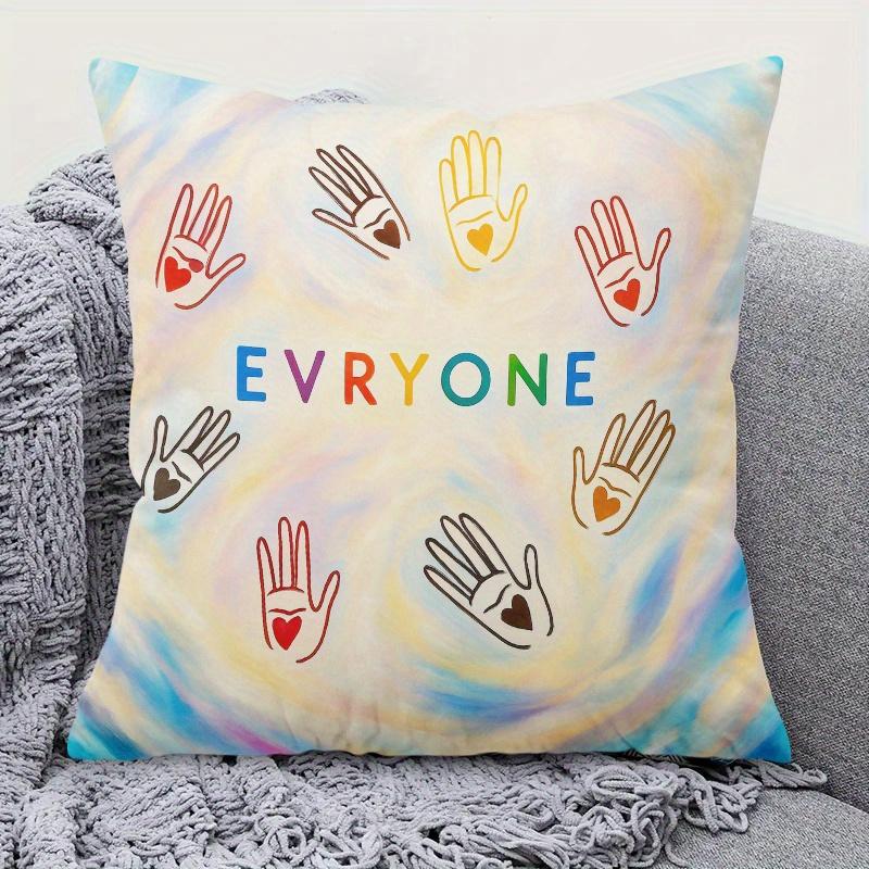Colorful Hands Pillow Case, Diversity Art Cushion Cover, Inclusive Home Decor Throw Pillow Slipcover for Sofa Bedroom
